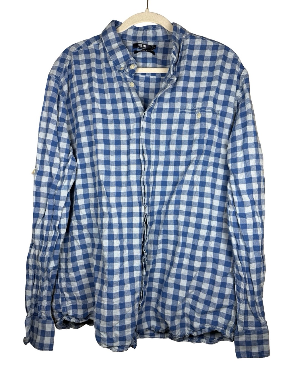 Isle Bay Linen & Cotton Blend button Down Shirt Size XXL Unisex Plus